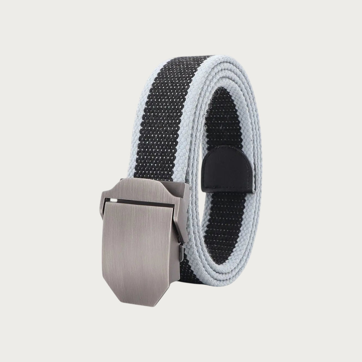 Ceintura ceinture militaire en toile rayée noire et grise avec boucle automatique en alliage pour homme
