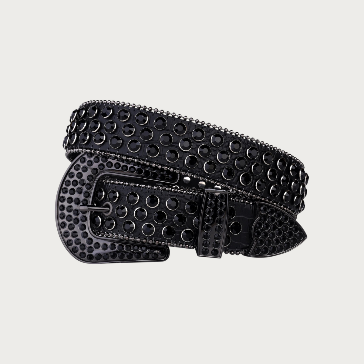 Ceinture Ceintura noire en similicuir avec clous décoratifs et boucle assortie, style rock décontracté