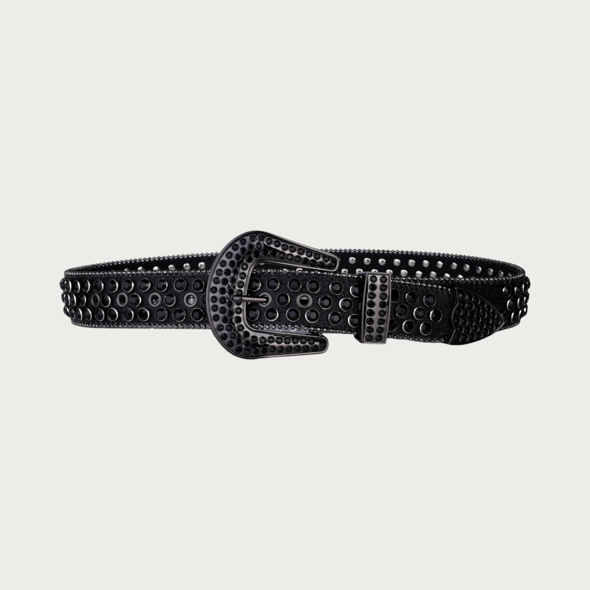 Ceinture Ceintura noire en similicuir avec clous décoratifs et boucle assortie style décontracté
