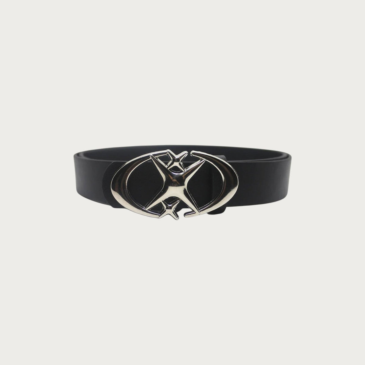 Ceinture Ceintura Varese noire en similicuir avec boucle ovale argentée ornée d'une étoile et d'une croix style Y2K