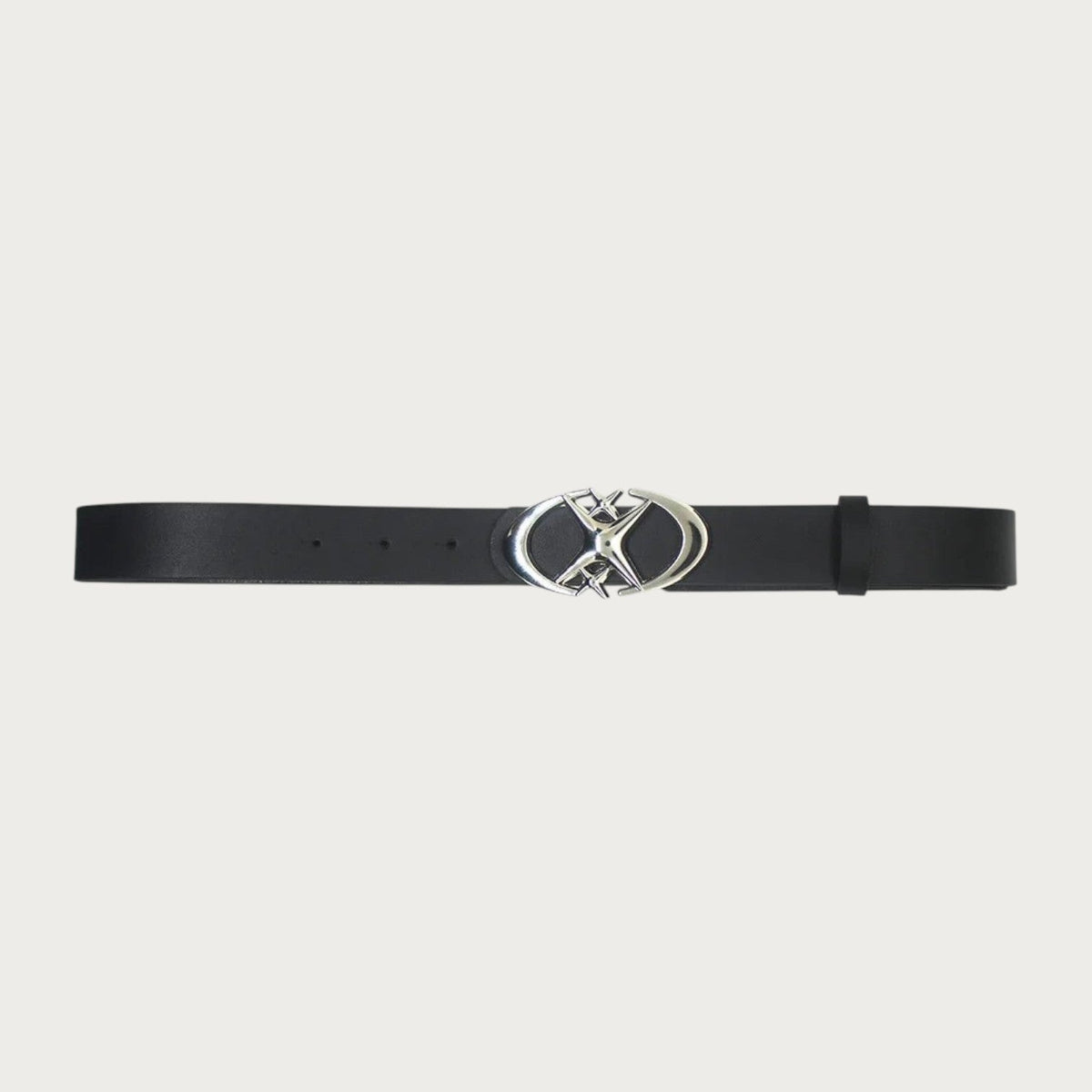 Ceinture Ceintura Varese noire en similicuir avec boucle ovale argentée ornée d'une étoile et d'une croix style Y2K