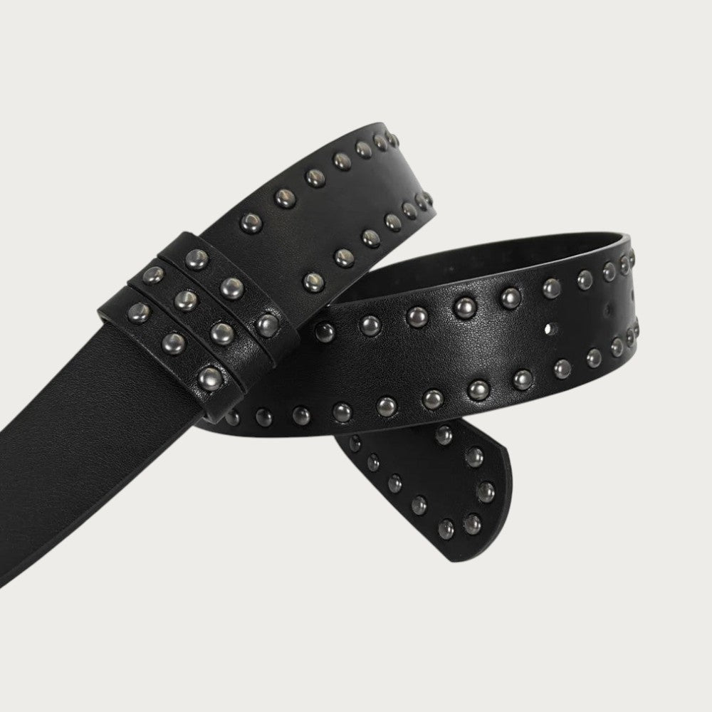 Ceinture Ceintura noire en similicuir avec rivets métalliques style punk gothique unisexe