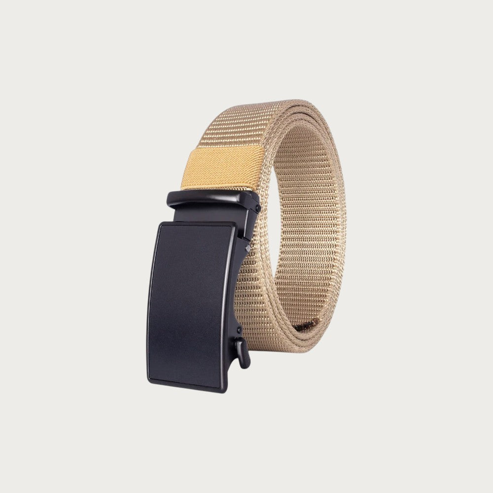 Ceinture homme Ceintura en nylon beige avec boucle automatique noire mate au design tactique