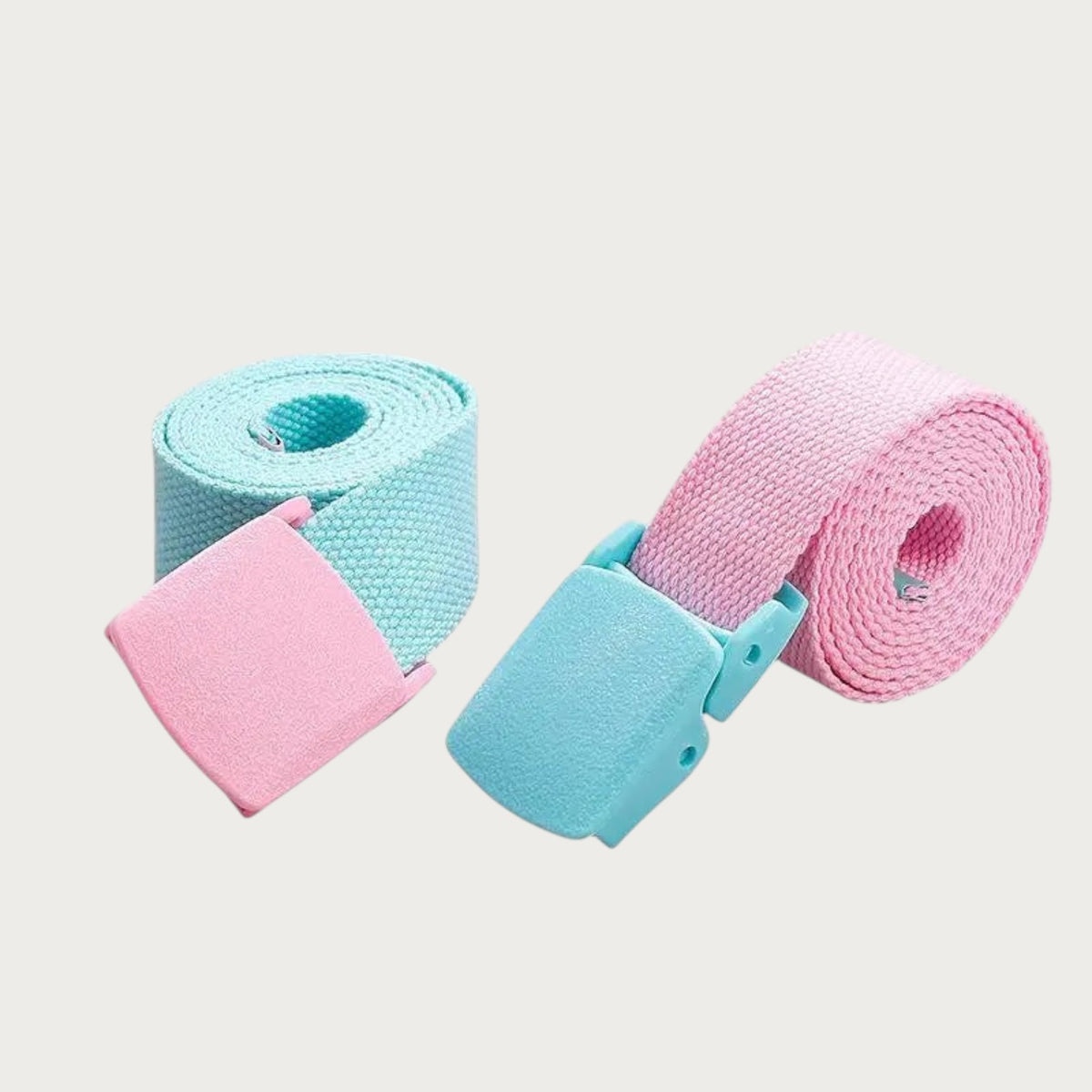 Ceinture Ceintura Emilia en nylon bicolore pour fille avec sangle en toile et boucle clip en plastique pastel