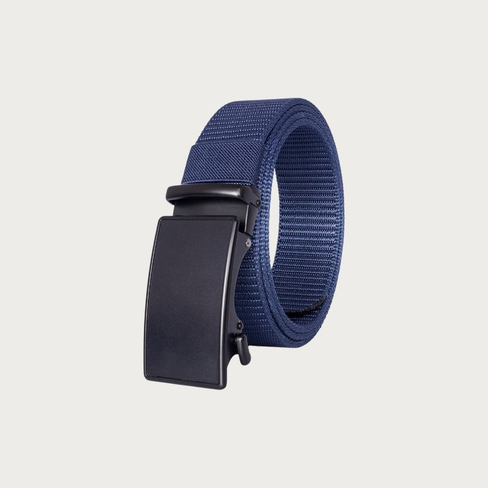 Ceinture homme Ceintura en nylon bleu marine avec boucle automatique noire mate au design tactique