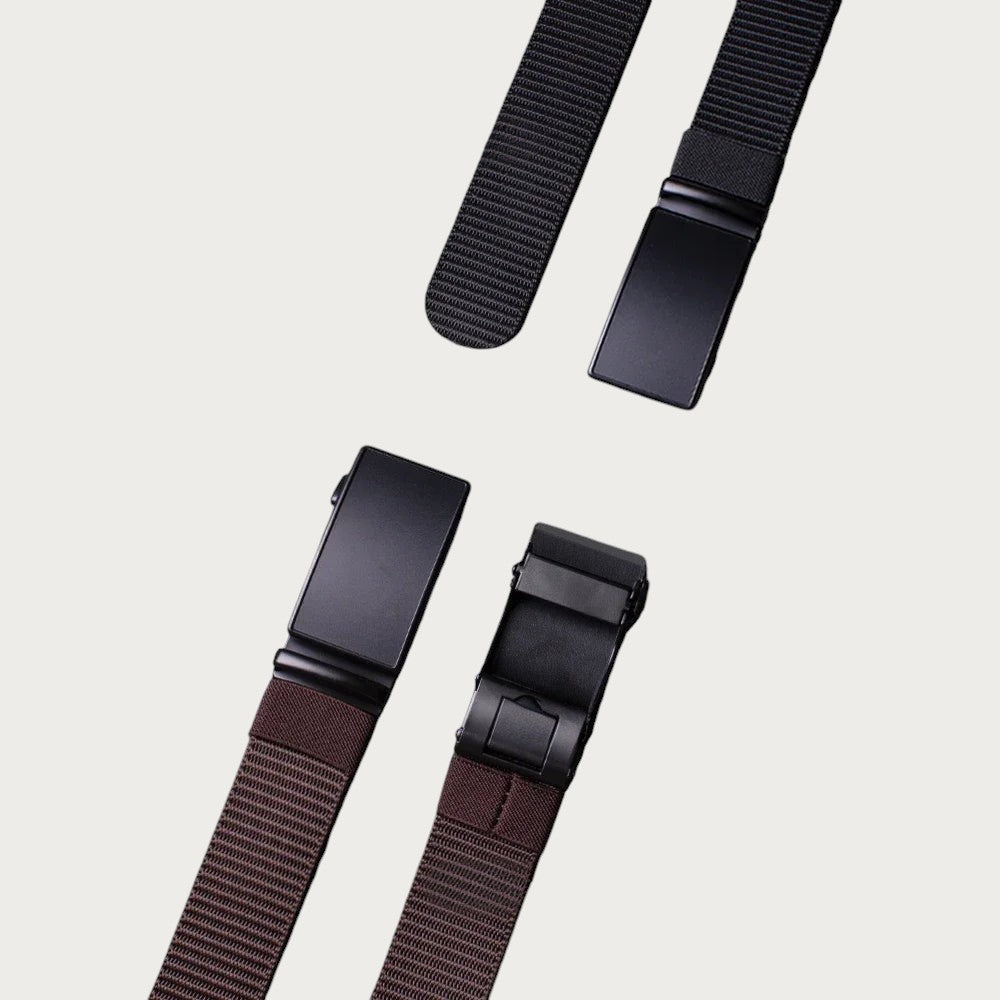 Ceinture Ceintura Carrara en nylon marron et noir avec boucle automatique en alliage de zinc noir mat Image