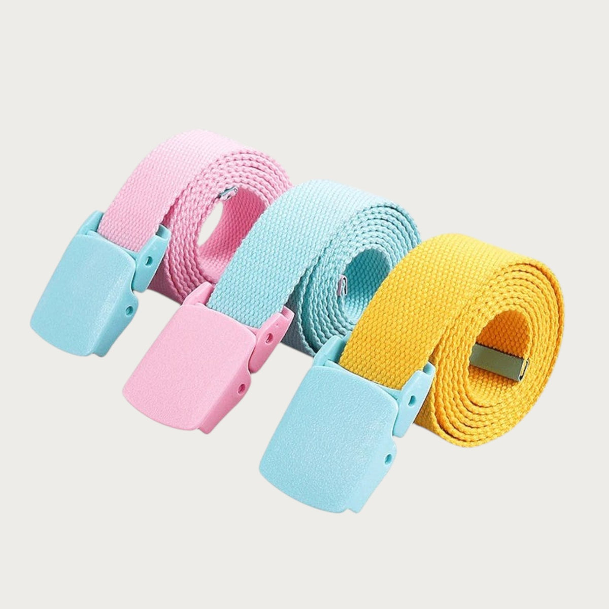 Ceinture Ceintura Emilia en nylon bicolore pour fille avec boucle clip en plastique, couleurs pastel assorties