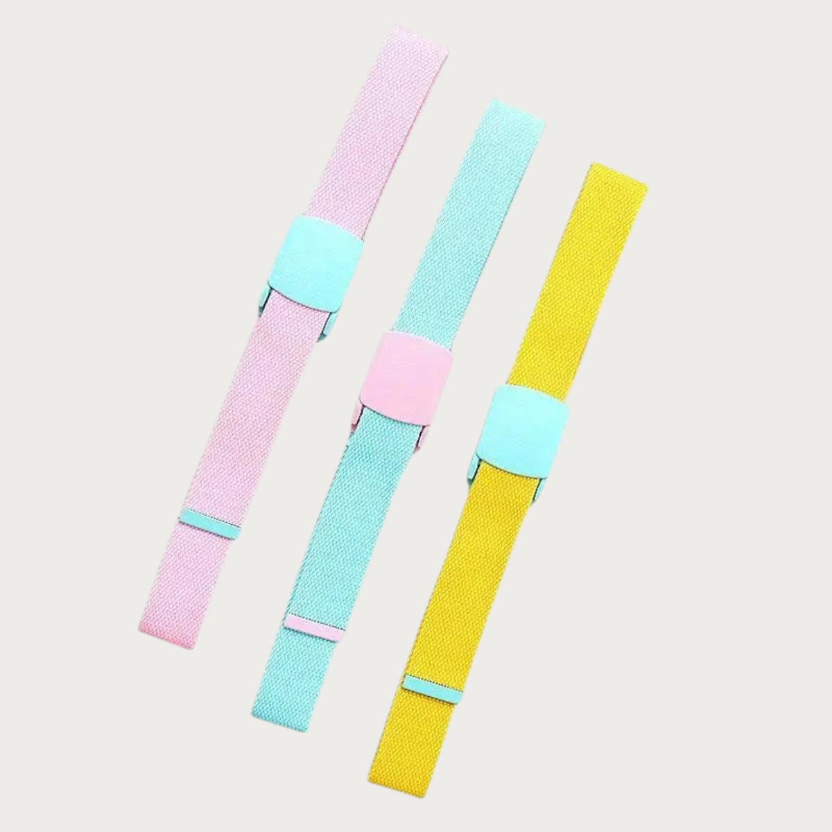 Trois ceintures Ceintura Emilia en nylon bicolore pour fille avec boucle clip en plastique aux tons pastel