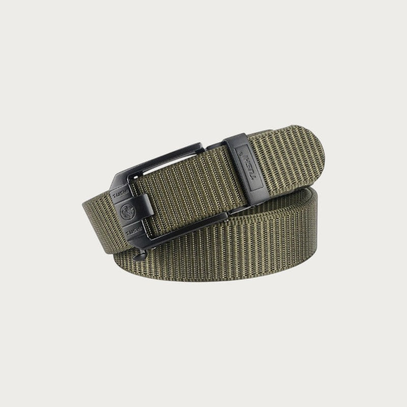Ceinture Ceintura Foggia fine en nylon kaki avec boucle automatique noire en alliage de zinc pour homme