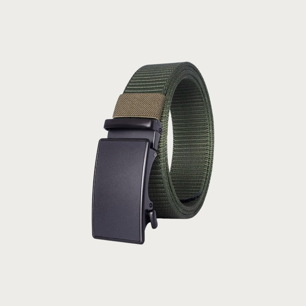 Ceinture Ceintura Carrara en nylon kaki avec boucle automatique noire mate au style tactique