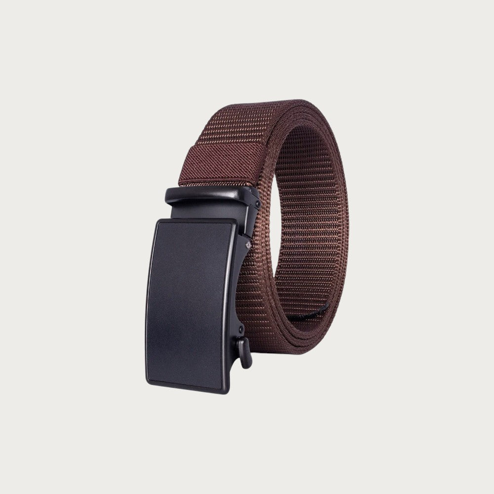 Ceinture homme Ceintura en nylon marron avec boucle automatique noire mate au design tactique