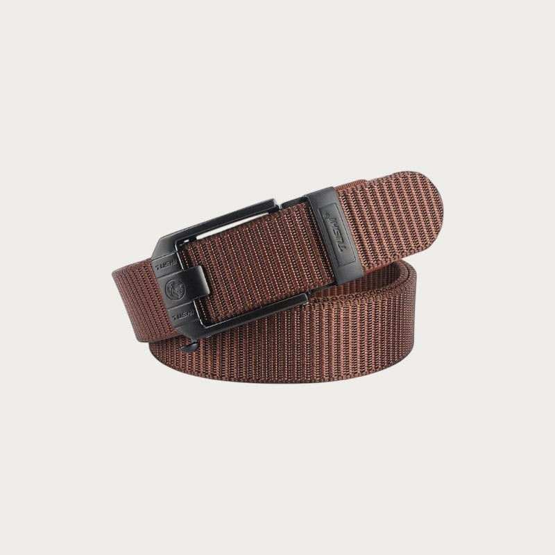 Ceinture Ceintura Foggia fine en nylon marron avec boucle automatique tactique en alliage de zinc noir