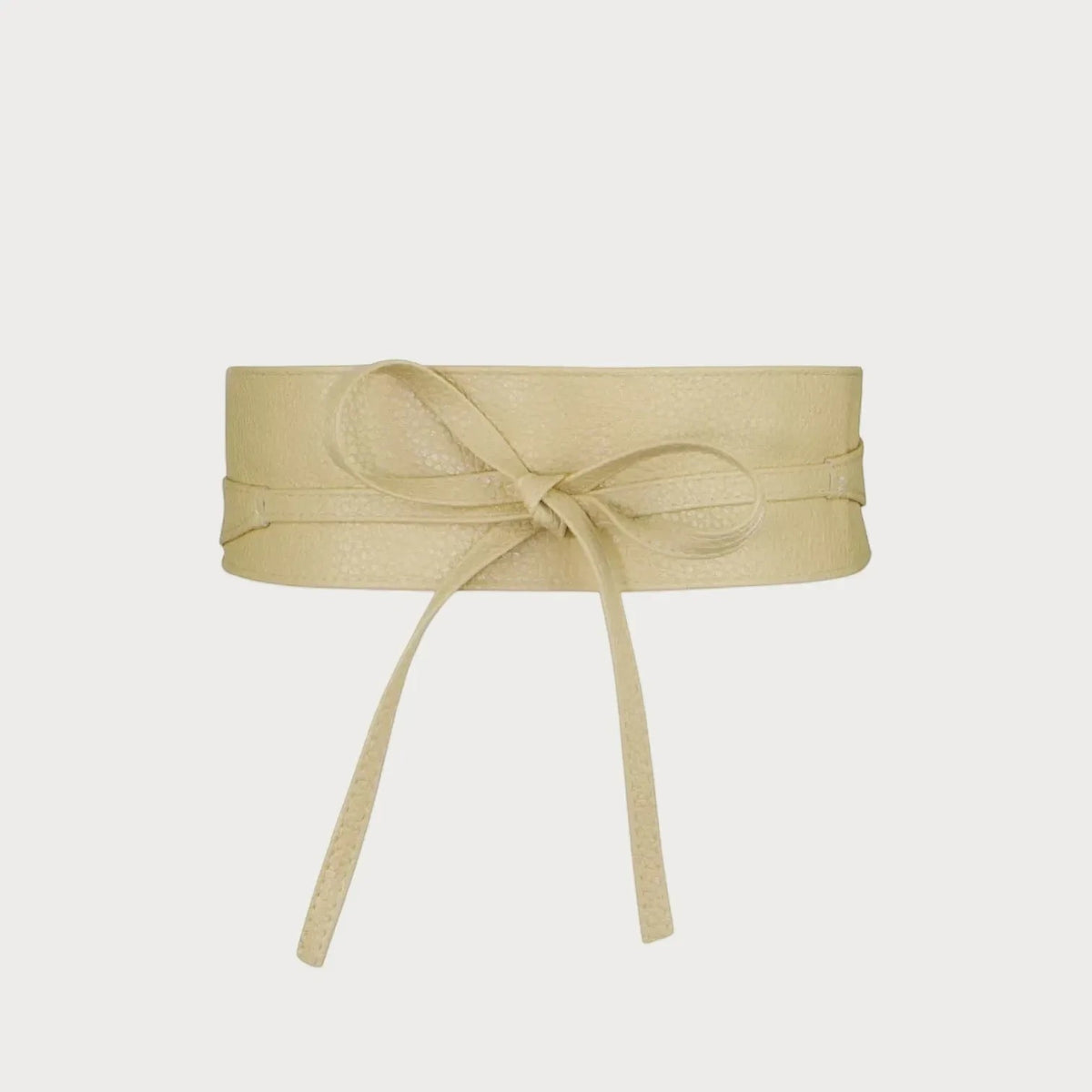 Ceinture large style obi beige en cuir PU avec nœud décoratif, accessoire élégant de la marque Ceintura pour femme