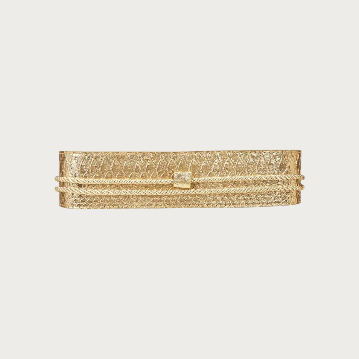 Ceinture obi large Ceintura dorée effet peau de serpent avec cordon de laçage et détails métalliques