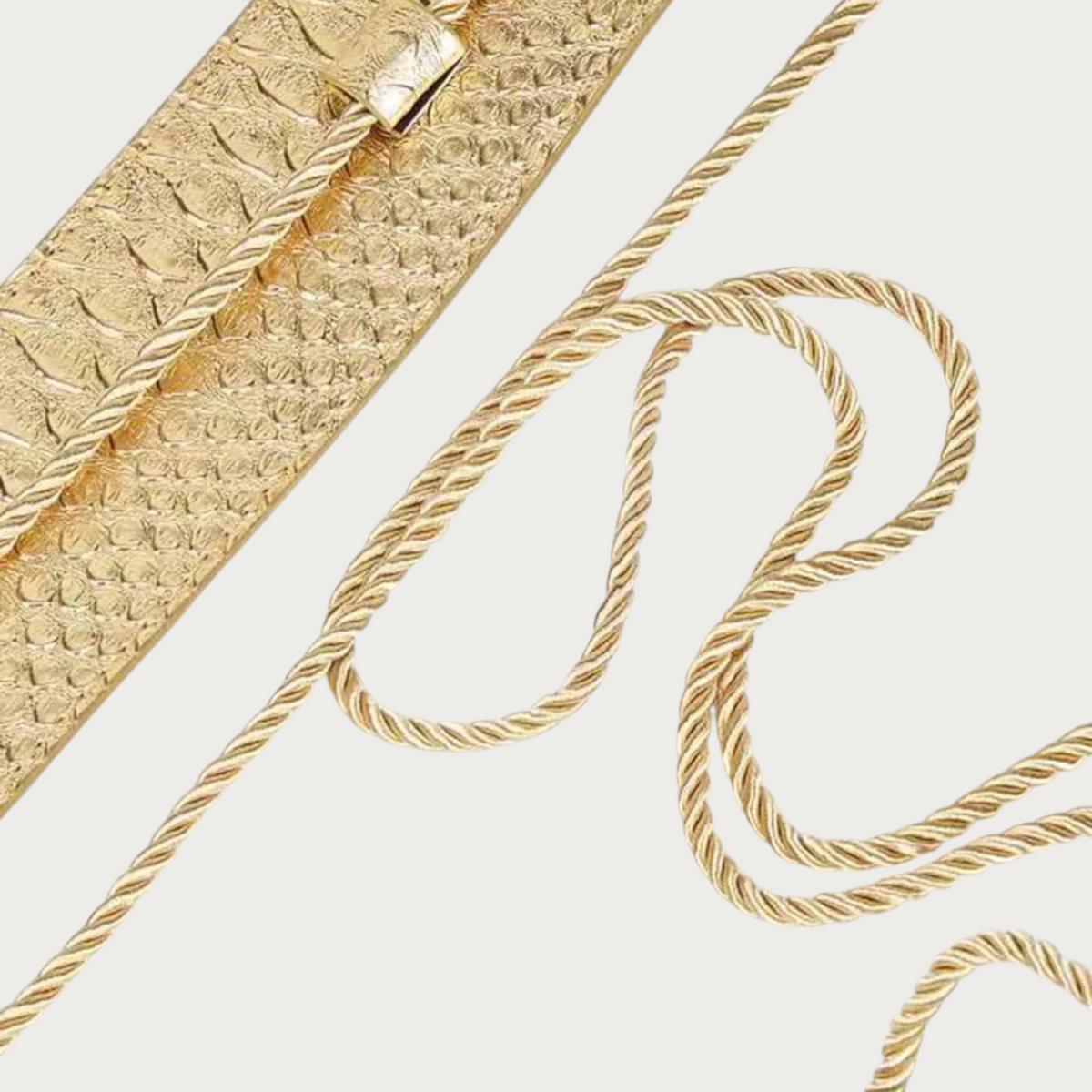 Ceinture obi Ceintura dorée large effet peau de serpent avec cordon de laçage et pampilles bijou