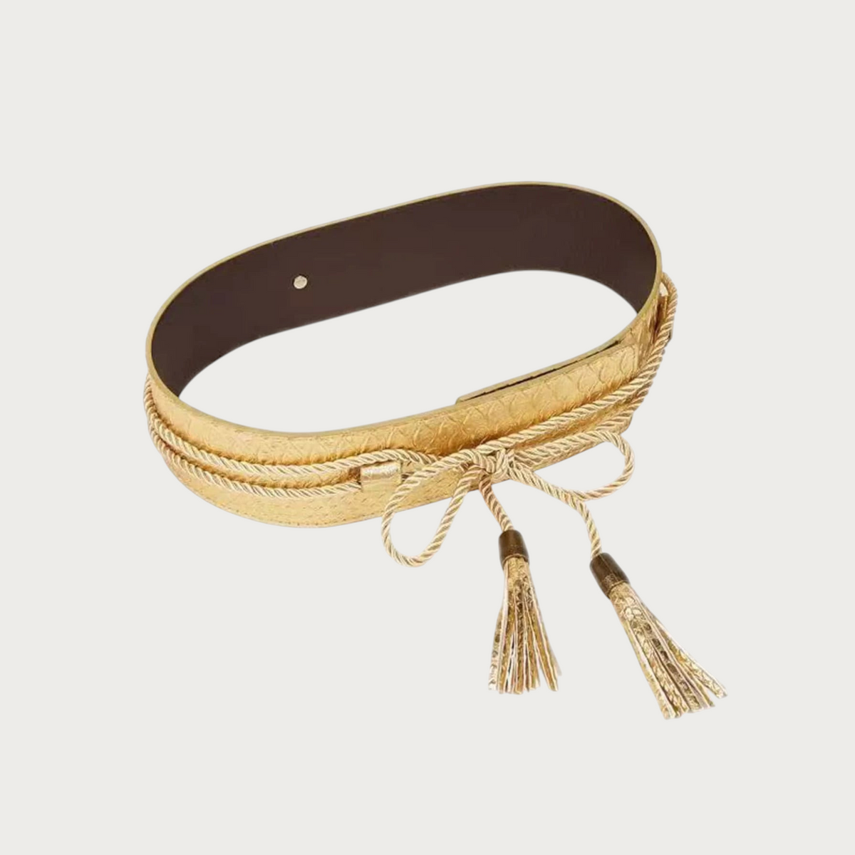 Ceinture obi Ceintura large dorée effet peau de serpent avec cordon à nouer et pampilles décoratives