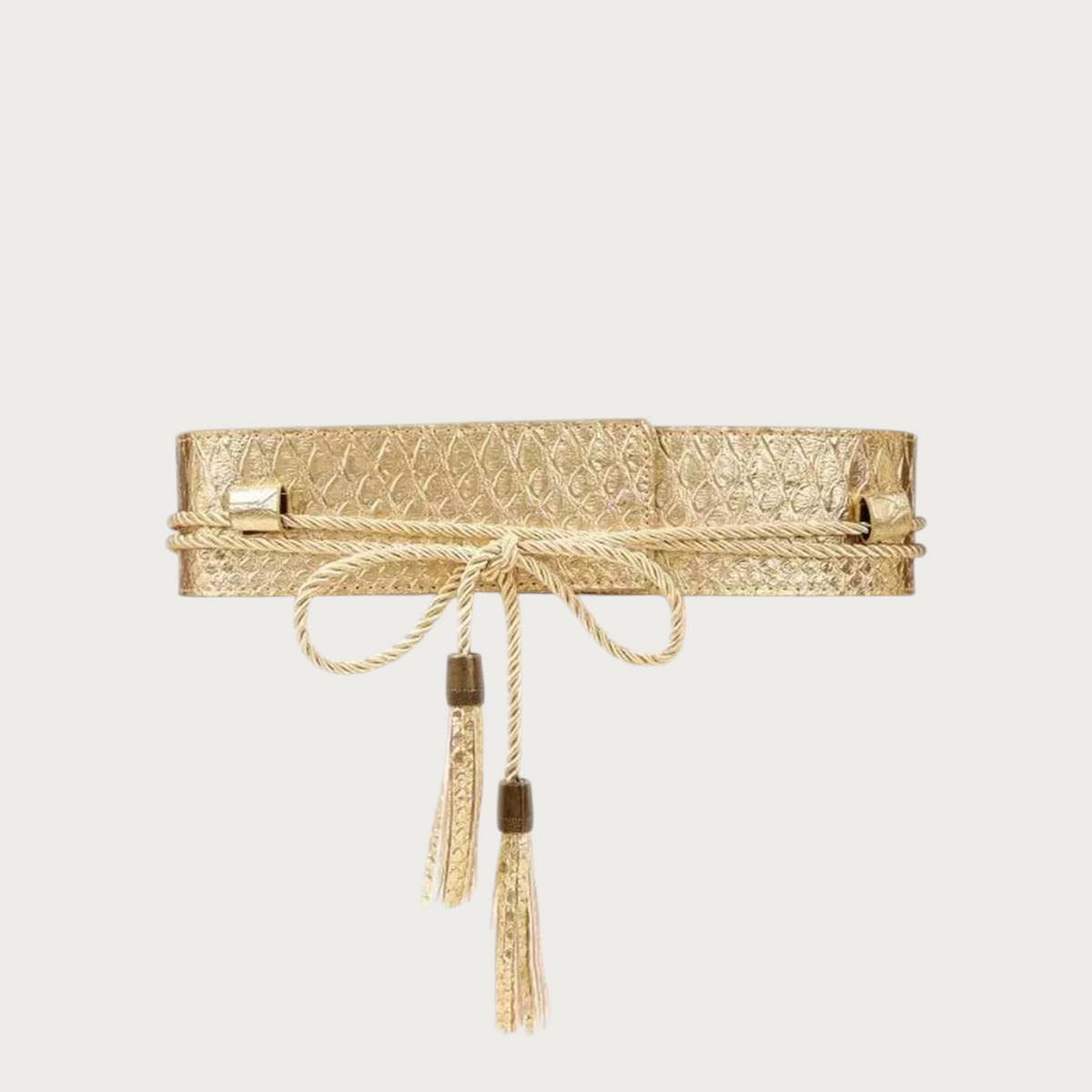 Ceinture obi Ceintura large dorée effet peau de serpent avec cordon de laçage et pampilles décoratives