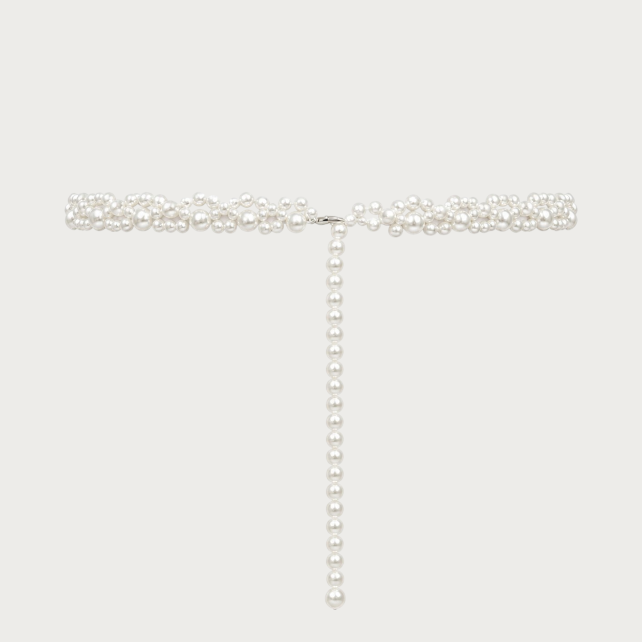 Ceintura ceinture bijou pour femme en perles blanches entremêlées, style élégant et raffiné pour robe ou pantalon. Image
