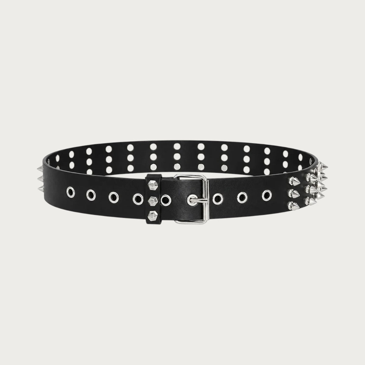 Ceintura ceinture punk noire en similicuir avec rivets métalliques pointus et œillets pour un style rock gothique Image