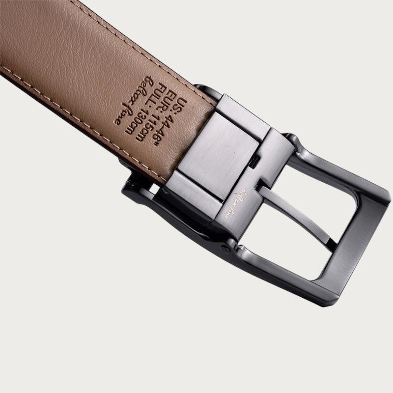 Ceinture réversible Ceintura en cuir cognac et noir avec boucle rotative brossée et marquage de taille Image