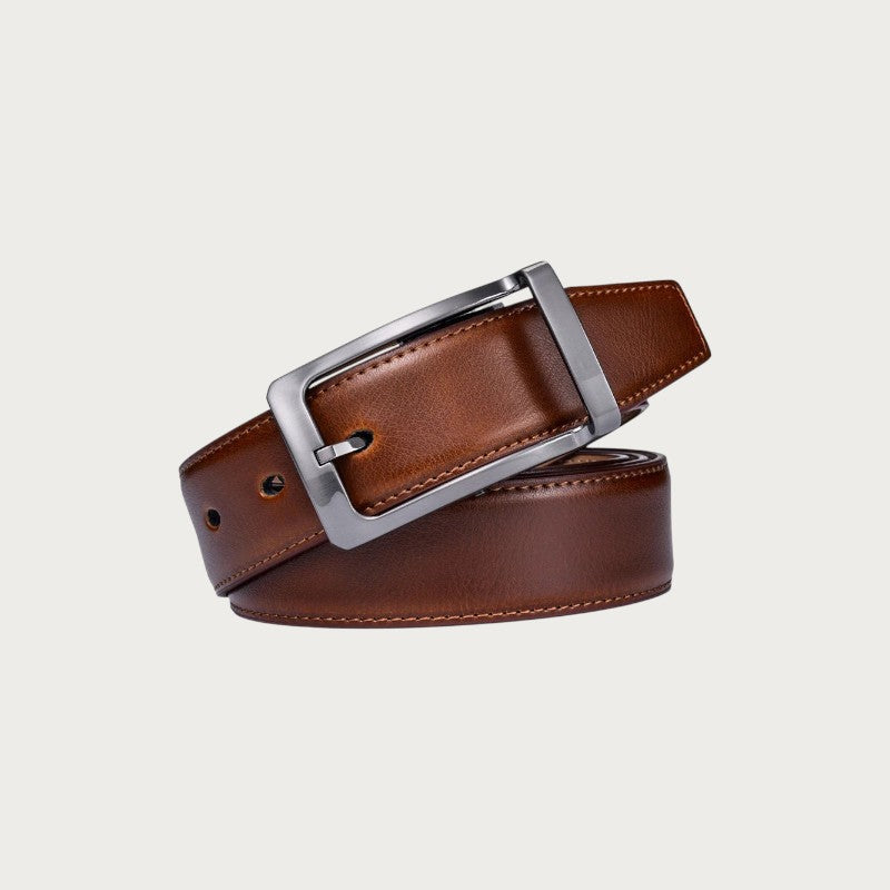 Ceinture réversible en cuir cognac Ceintura avec boucle rotative brossée pour homme