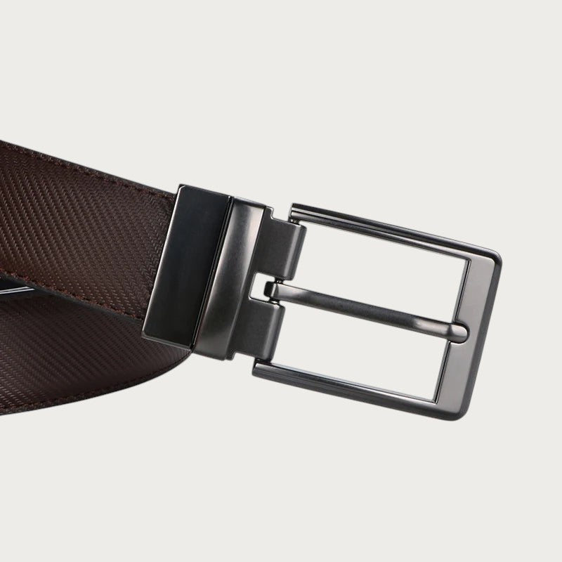 Ceintura ceinture réversible pour homme en cuir fendu marron avec boucle rotative noire élégante