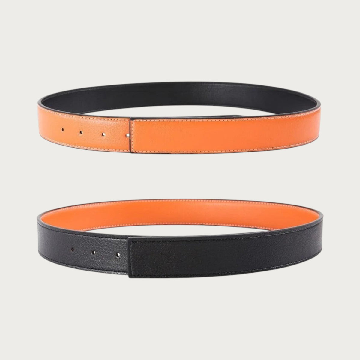 Ceinture réversible Ceintura Ugo en similicuir noir et orange, accessoire homme polyvalent à deux faces contrastées