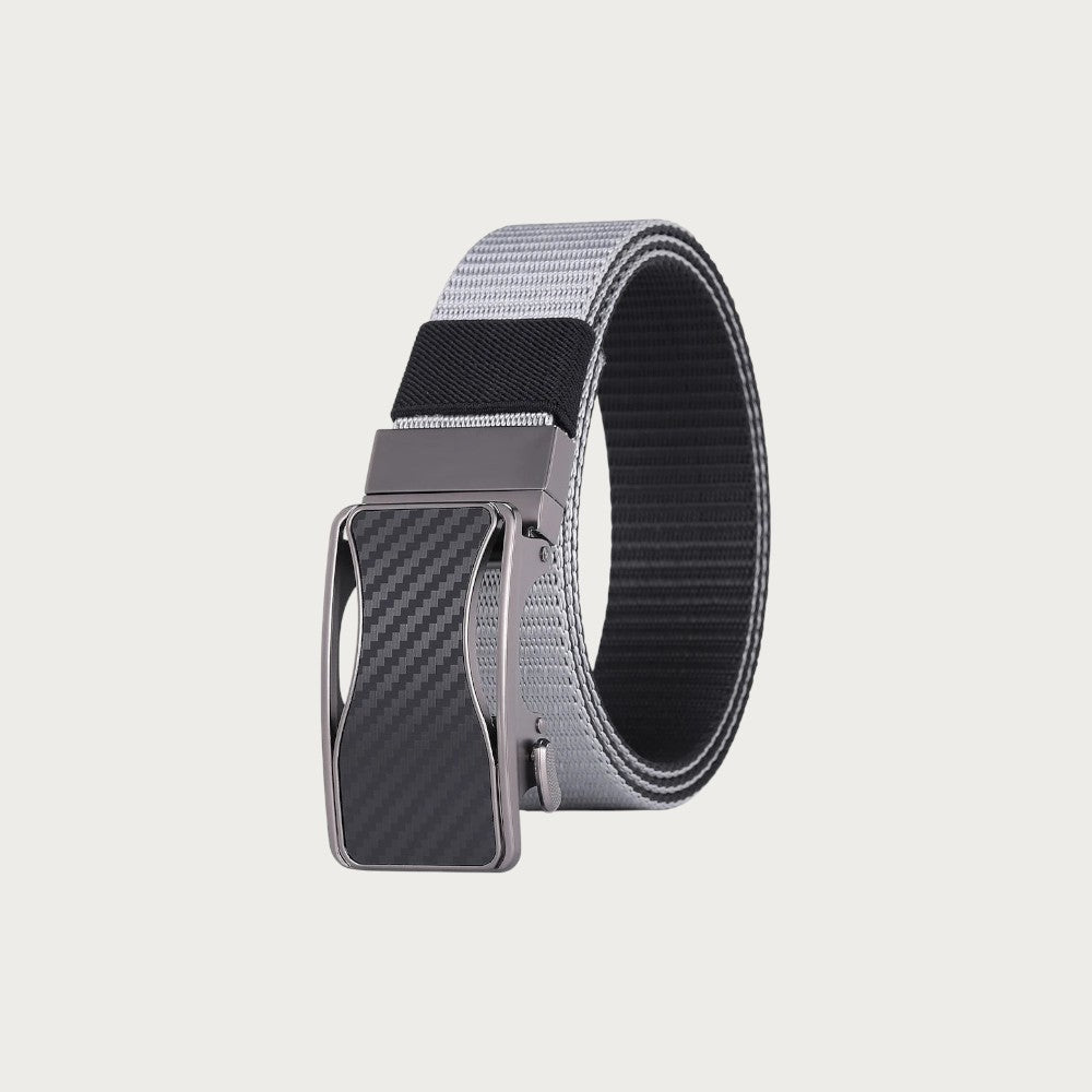 Ceinture réversible Ceintura en toile grise et noire avec boucle plaque pivotante mate