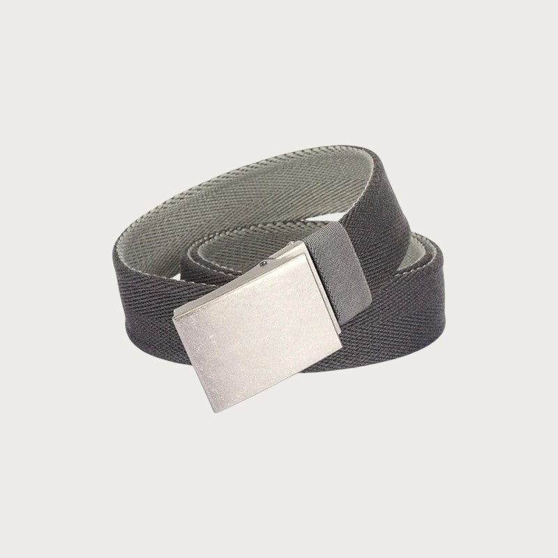 Ceinture réversible Ceintura en toile grise avec boucle plaque argentée rectangulaire pour homme