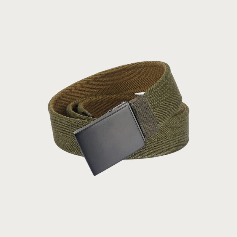 Ceinture réversible Ceintura en toile épaisse kaki avec boucle plaque noire pour homme