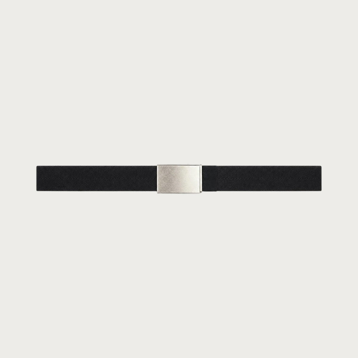 Ceinture réversible Ceintura en toile noire avec boucle plaque argentée rectangulaire pour homme