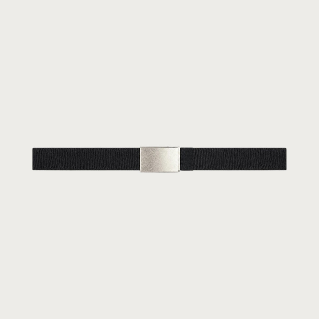 Ceinture réversible Ceintura en toile noire avec boucle plaque argentée rectangulaire pour homme Image