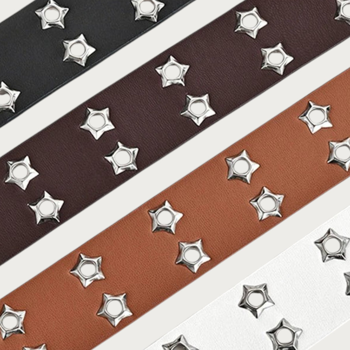 Ceintura ceinture unisexe en cuir PU avec rivets en forme d'étoile style punk gothique disponible en plusieurs couleurs