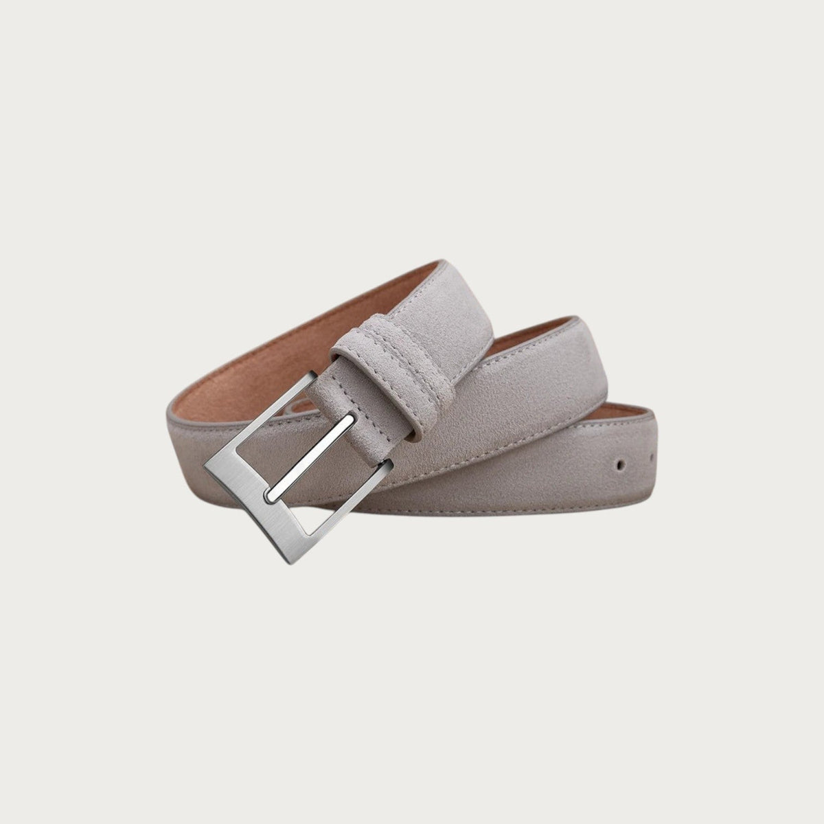Ceinture casual Ceintura Terni en suédine beige avec boucle ardillon rectangulaire en alliage argenté
