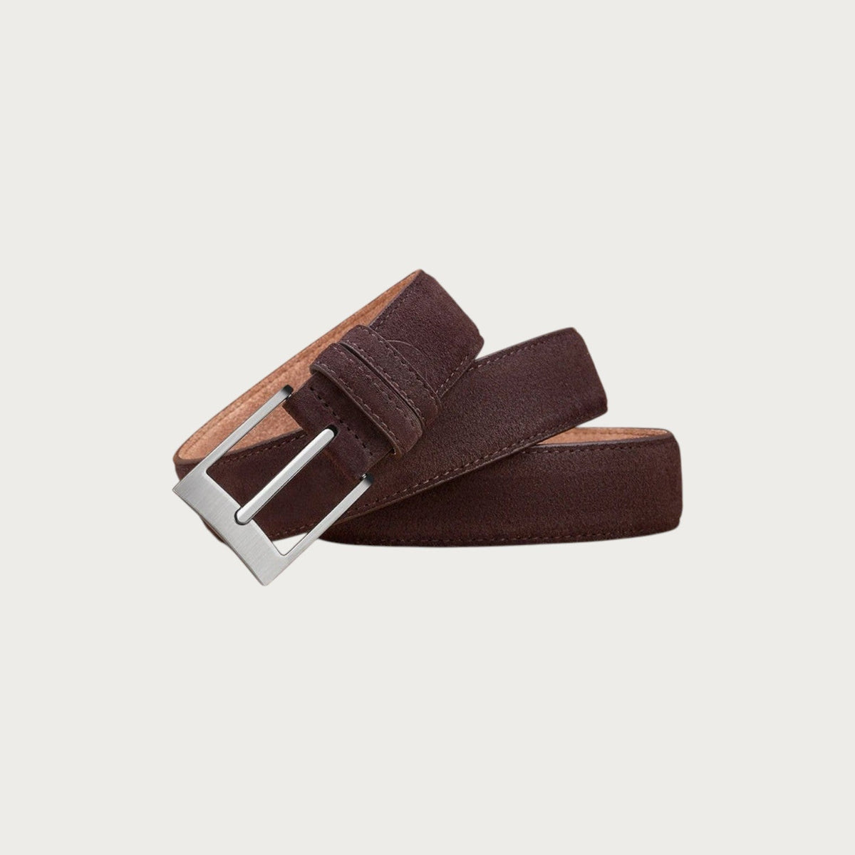 Ceinture casual Ceintura Terni en suédine marron avec boucle ardillon argentée au design épuré et velouté
