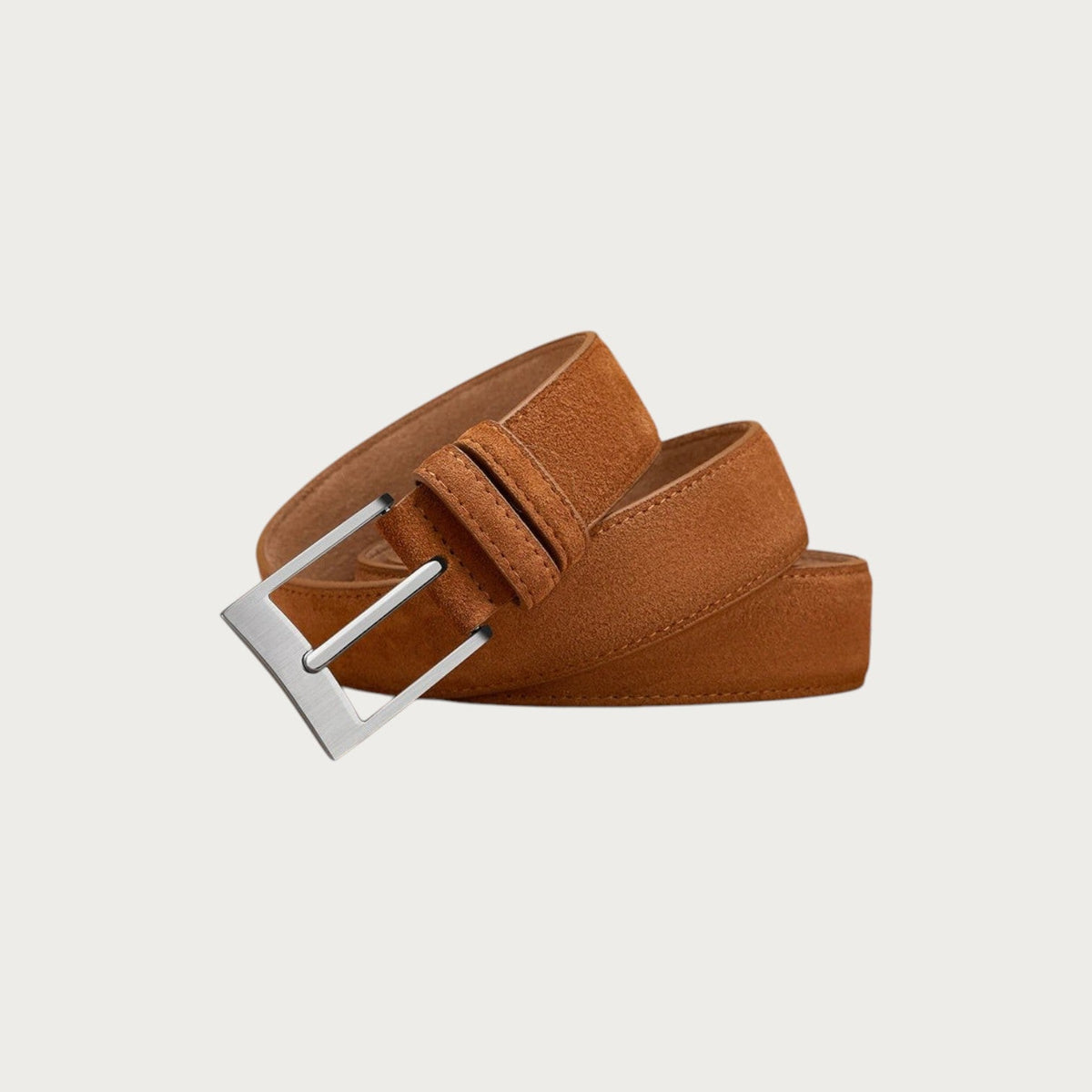 Ceinture casual Ceintura Terni en suédine marron avec boucle ardillon argentée au design épuré et toucher velouté
