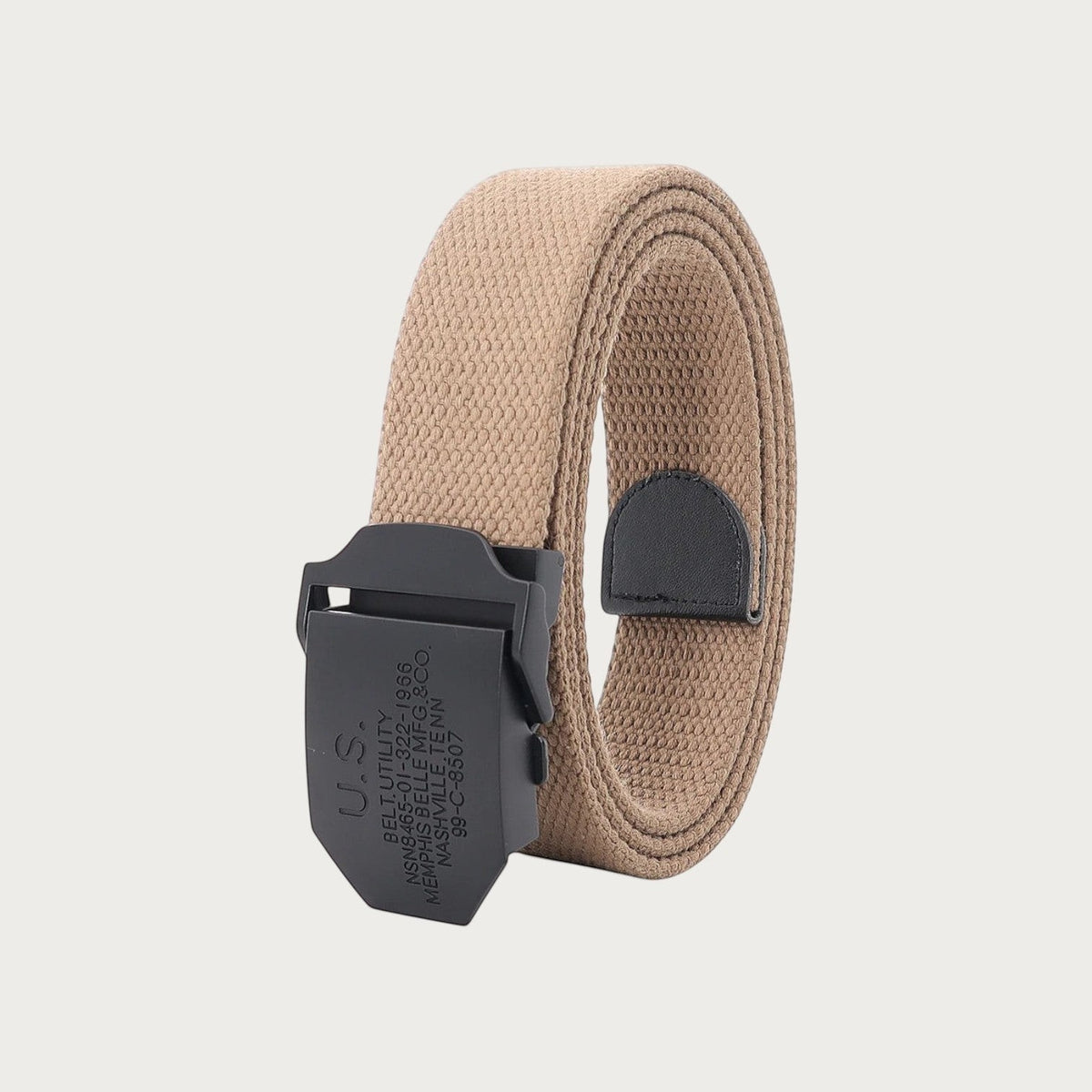 Ceintura ceinture tactique beige en toile avec boucle métallique noire style militaire pour homme et femme