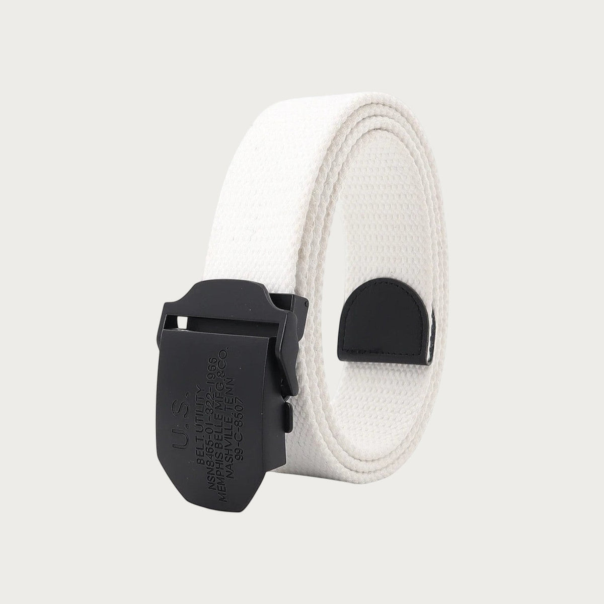 Ceintura ceinture tactique blanche en toile avec boucle militaire noire ajustable pour un style décontracté