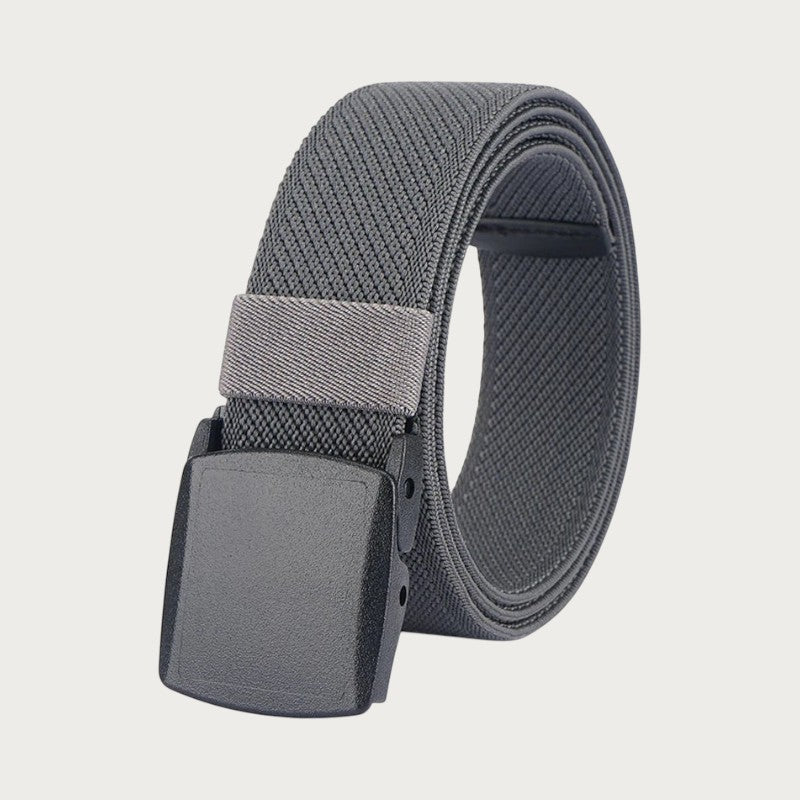 Ceintura ceinture tactique élastique grise avec boucle en plastique sans métal pour homme et femme