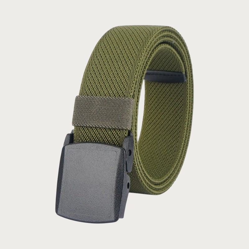 Ceintura ceinture tactique élastique vert olive avec boucle en plastique robuste sans métal pour homme et femme