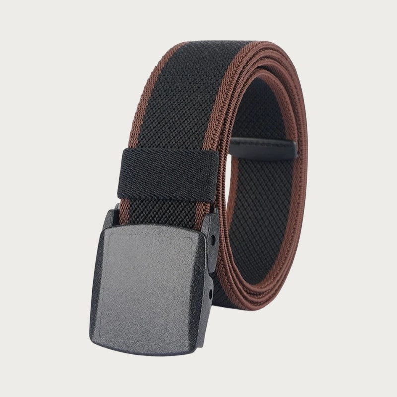Ceintura ceinture tactique élastique noire et marron avec boucle en plastique robuste sans métal pour homme