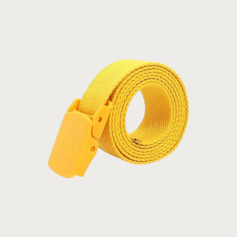 Ceintura ceinture tactique jaune en toile pour enfant avec boucle en plastique légère et ajustable