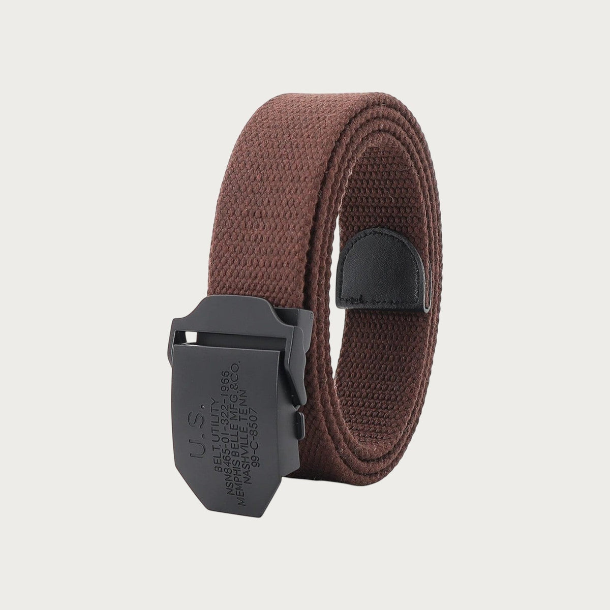 Ceintura ceinture tactique marron en toile robuste avec boucle militaire noire ajustable style utilitaire