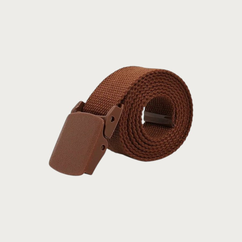 Ceintura ceinture tactique marron en toile légère avec boucle réglable sans métal pour enfants et adultes