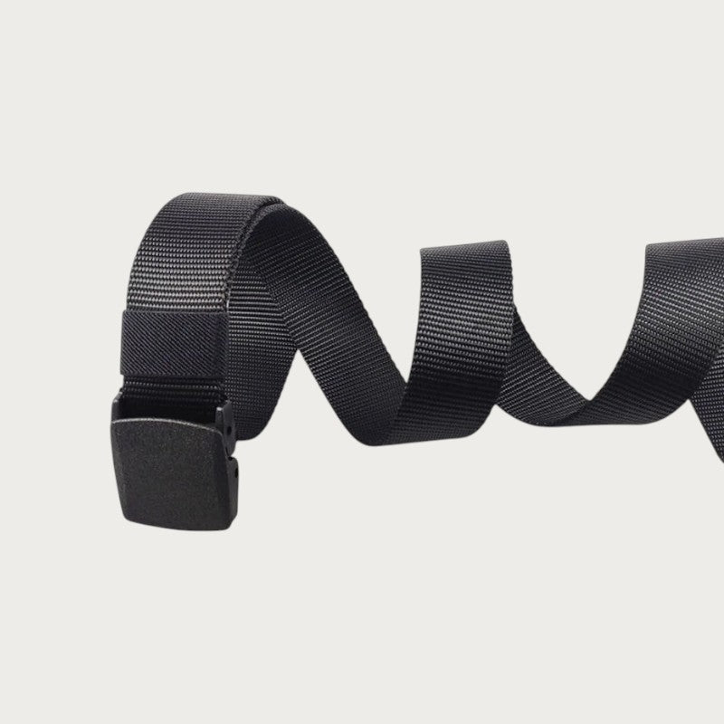 Ceinture tactique noire en toile avec boucle automatique en plastique, style militaire pour homme et femme