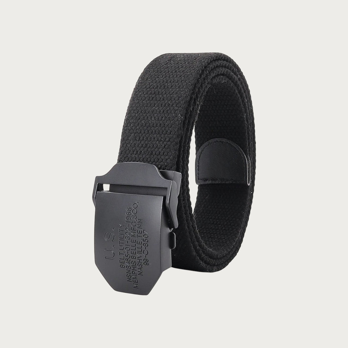 Ceintura ceinture tactique noire en toile robuste avec boucle métallique de style militaire gravée US