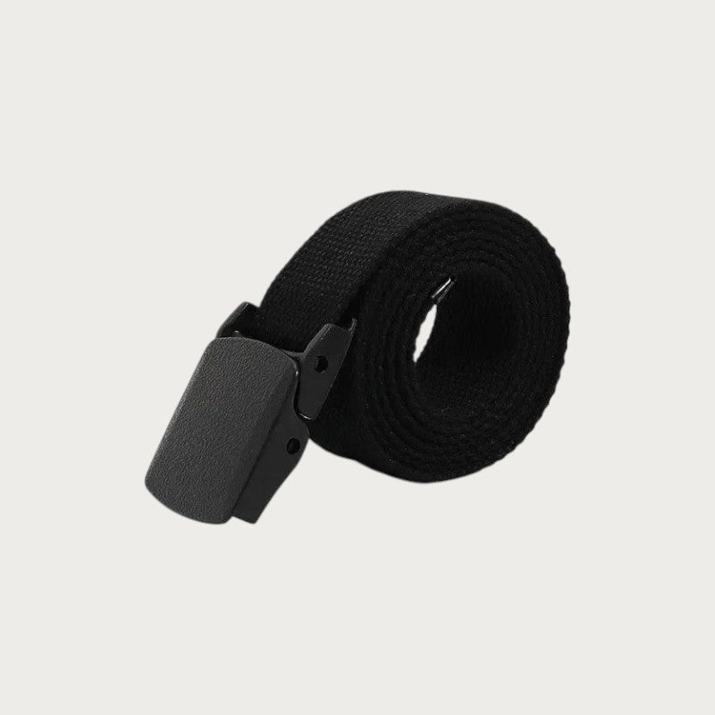 Ceintura ceinture tactique noire en toile ajustable avec boucle légère sans métal pour enfants et adultes Image