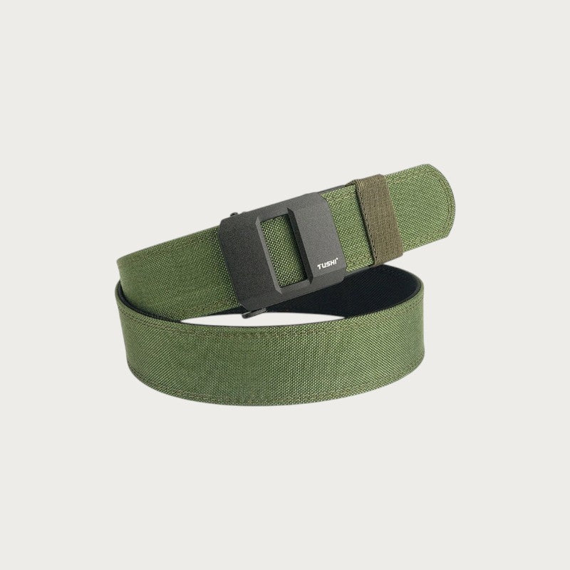 Ceinture tactique Ceintura modèle Udine en toile de nylon vert olive avec boucle automatique noire en alliage de zinc