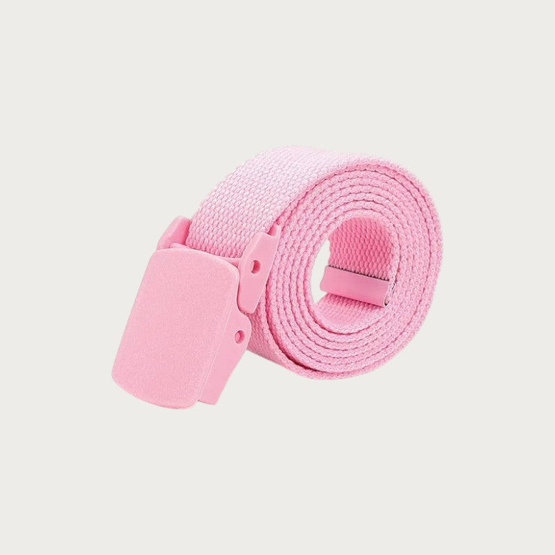 Ceintura ceinture tactique rose en toile pour enfant avec boucle en plastique réglable sans métal