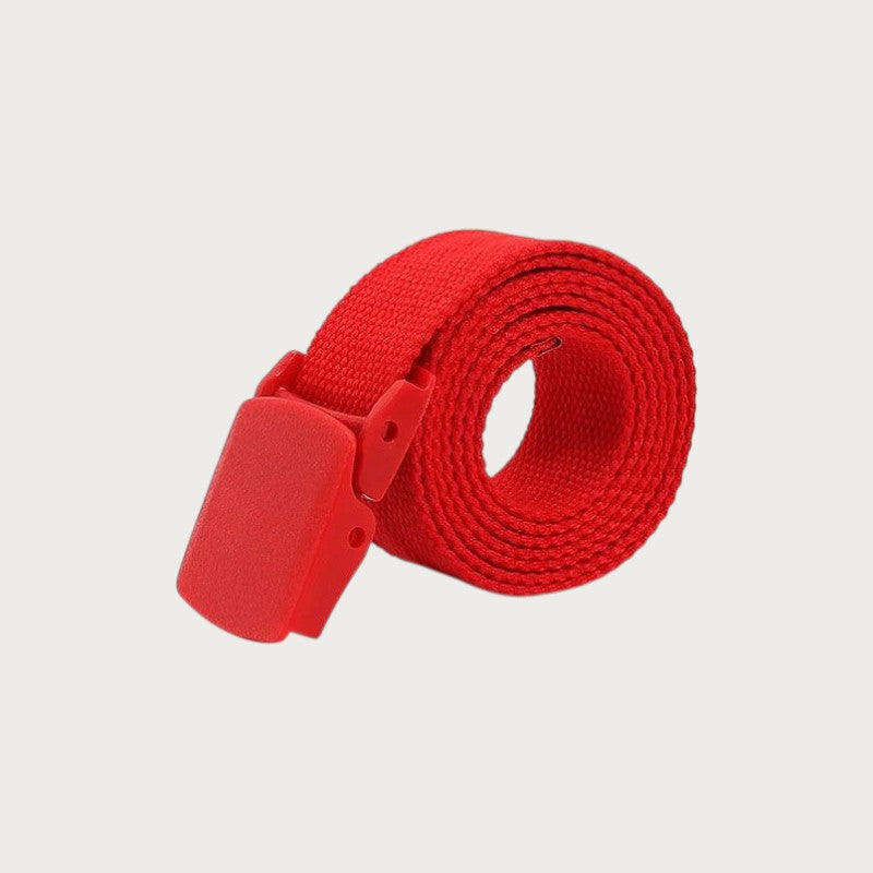 Ceintura ceinture tactique rouge en toile pour enfant avec boucle en plastique légère et réglable